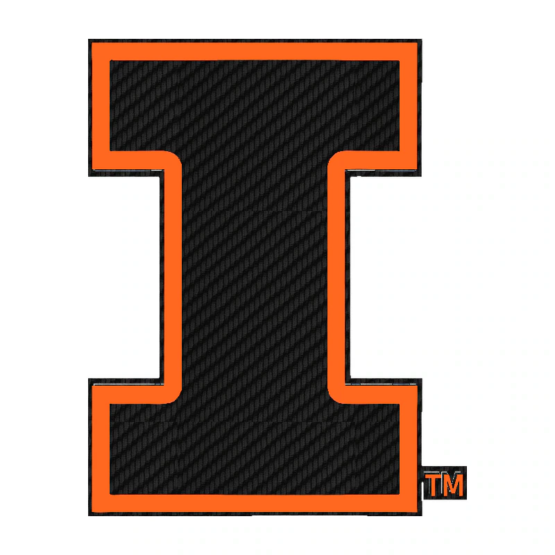 Illinois Fighting Illini - Orange I - Carbon Fiber Vinyl Sticker - Custom Size