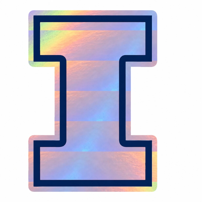 Illinois Fighting Illini - Orange I - Holographic Vinyl Sticker - Custom Size