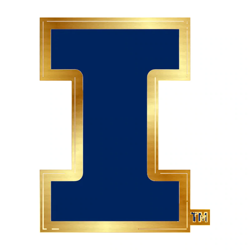 Illinois Fighting Illini - Blue I - Gold Chrome Vinyl Sticker - Custom Size