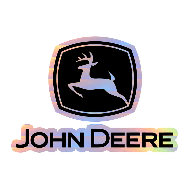 John Deere - Black and Yellow with name - Holographic Vinyl Sticker - Custom Size