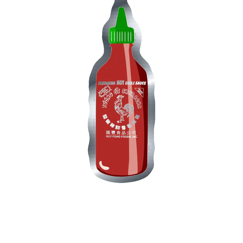 Sriracha Silver Chrome Vinyl Decal - Custom Size
