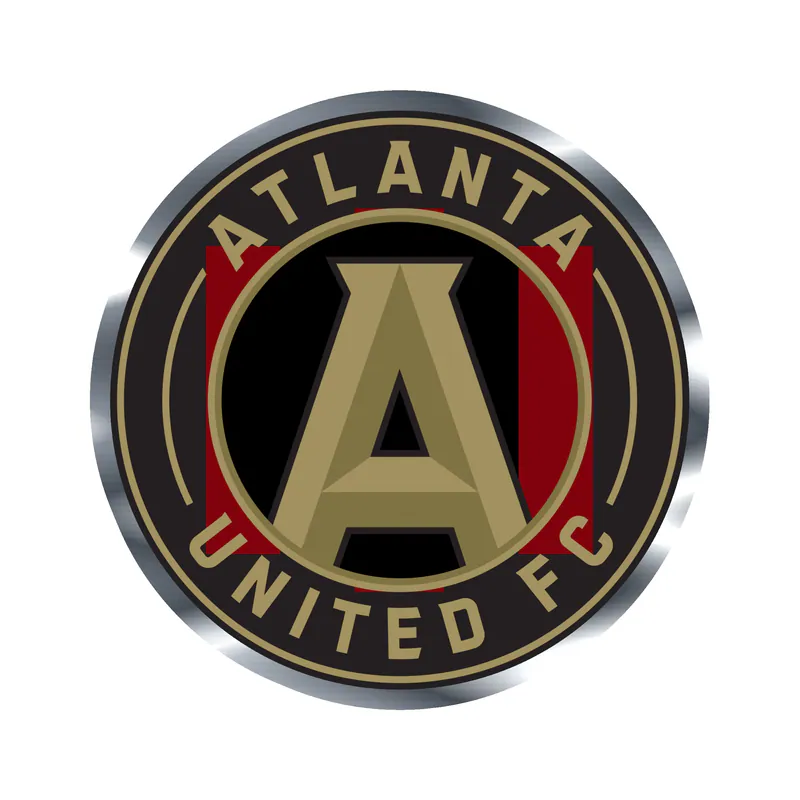 Atlanta United - Black Circle With Name - Silver Chrome Vinyl Sticker- Custom Size
