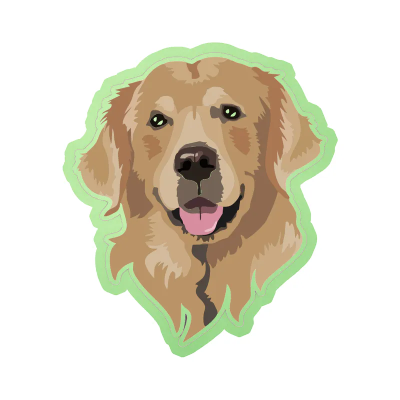 Golden Retriever - Glow in the Dark Vinyl Sticker - Custom Size
