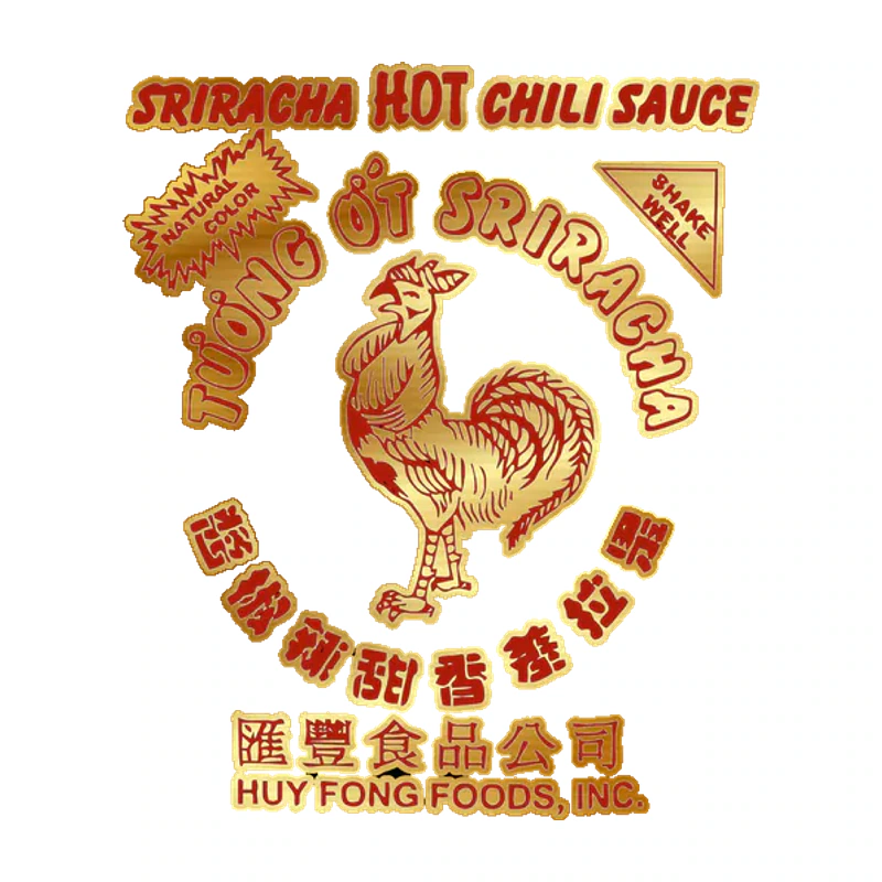 Sriracha Gold Chrome Vinyl Decal - Custom Size