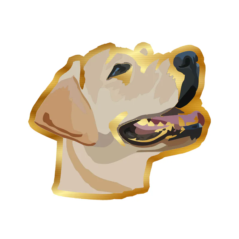 Labrador Retriever - Gold Chrome Vinyl Sticker - Custom Size