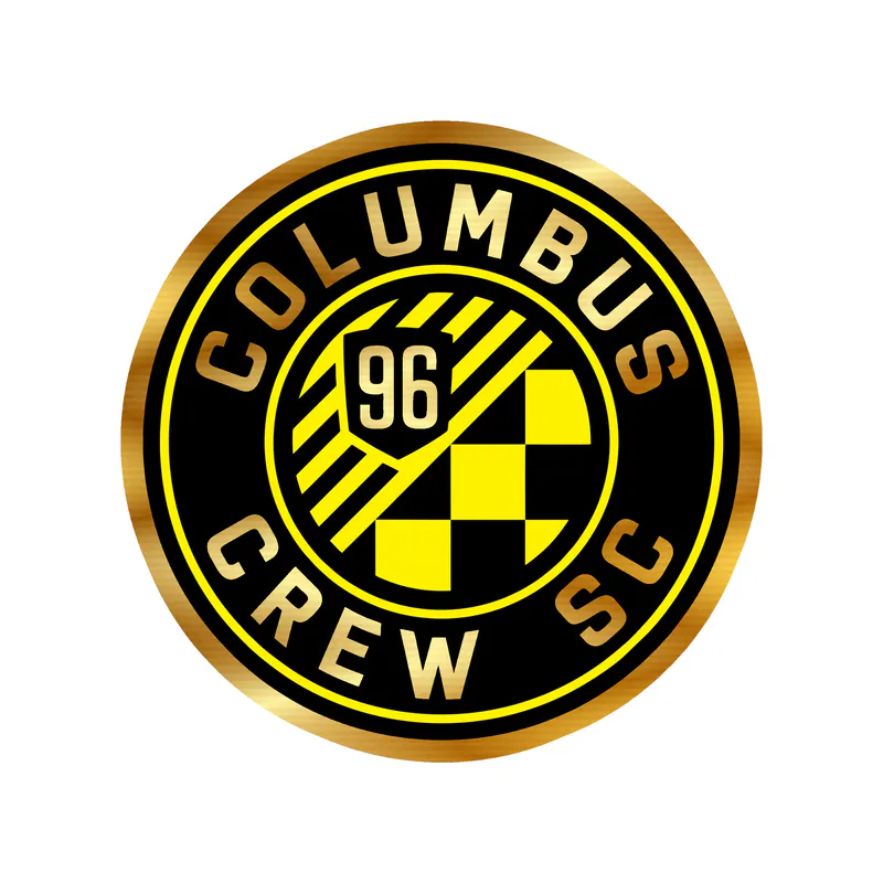 Columbus Crew SC - Black Circle With Name - Gold Chrome Vinyl Sticker - Custom Size