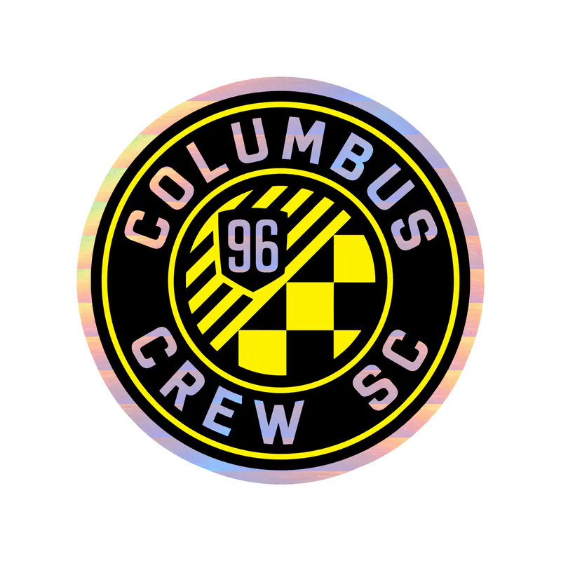 Columbus Crew SC - Black Circle With Name - Holographic Vinyl Sticker - Custom Size