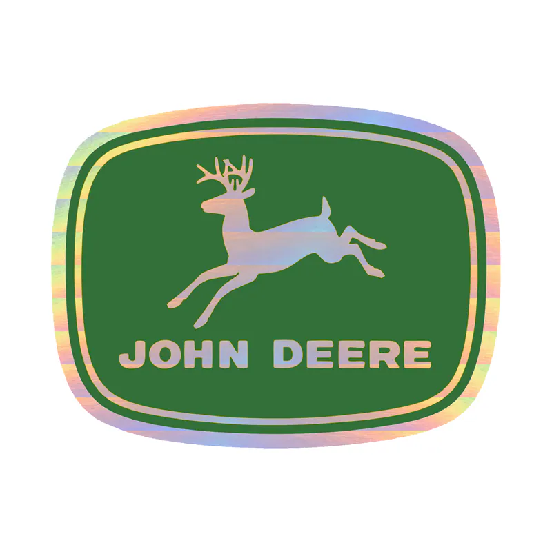 John Deere - Green and Yellow - Leaping deer - Holographic Vinyl Sticker - Custom Size