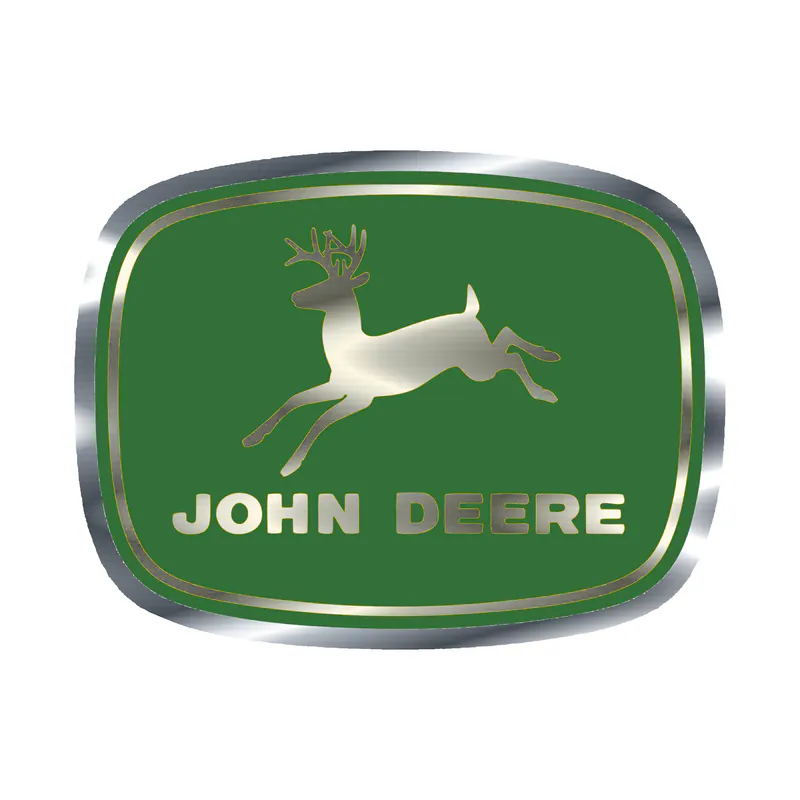 John Deere - Green and Yellow - Leaping deer - Silver Chrome Vinyl Sticker - Custom Size