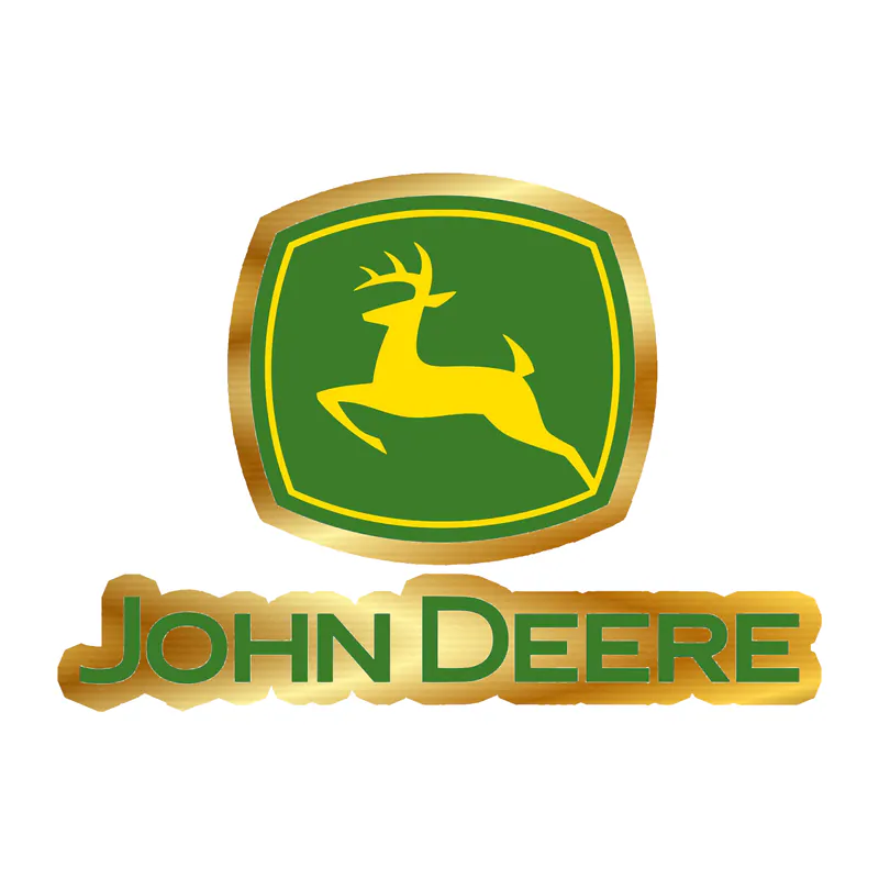 John Deere - Green and Yellow with name - Gold Chrome Vinyl Sticker - Custom Size