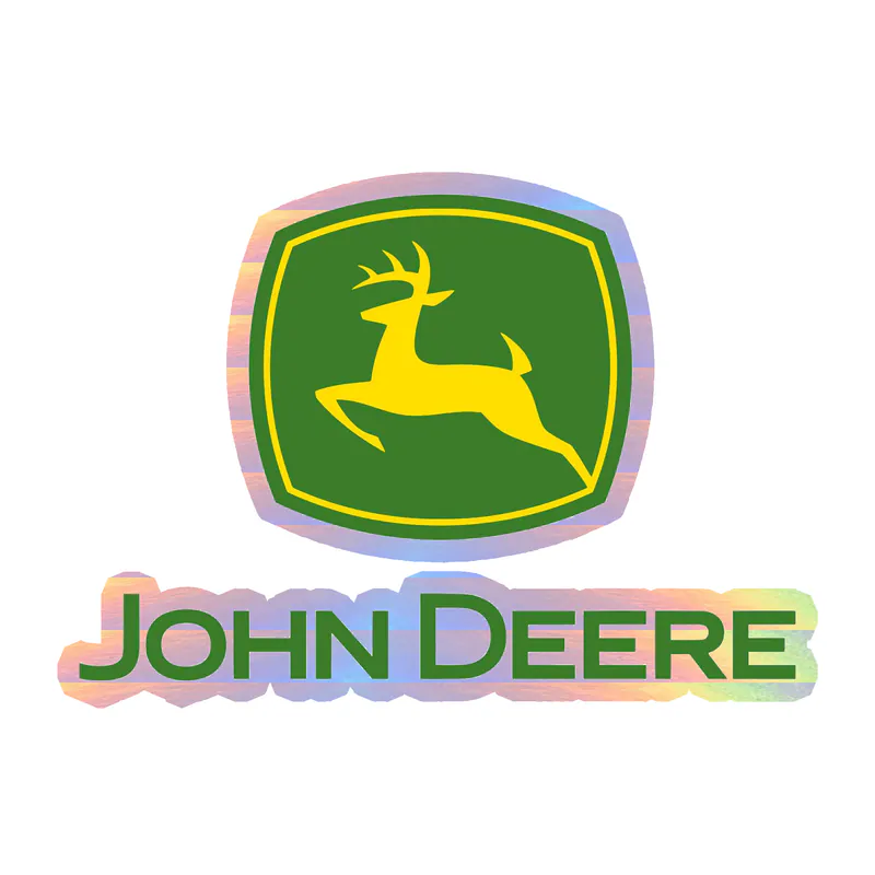 John Deere - Green and Yellow with name - Holographic Vinyl Sticker - Custom Size