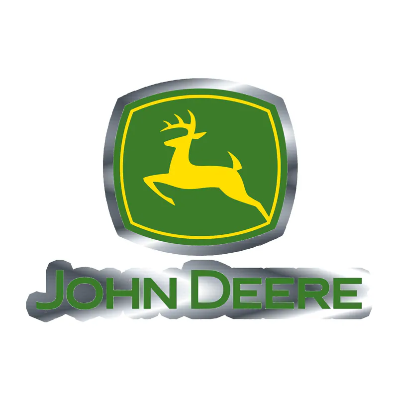 John Deere - Green and Yellow with name - Silver Chrome Vinyl Sticker - Custom Size