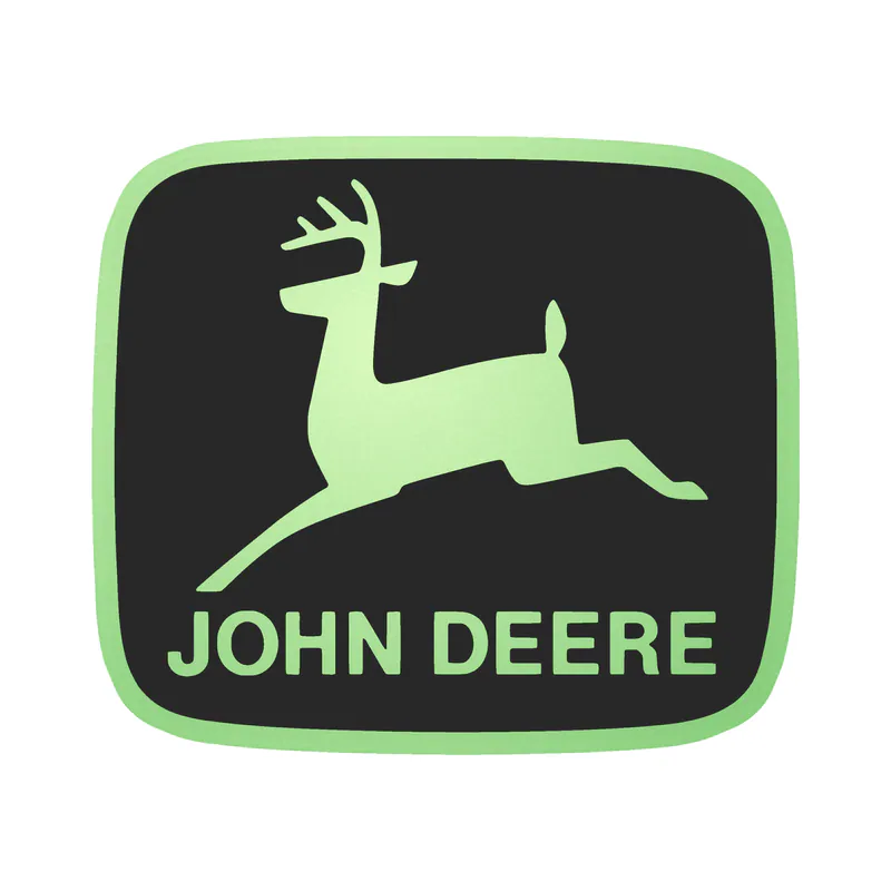 John Deere - Black and Grey - Square - Glow in the Dark Vinyl Sticker - Custom Size