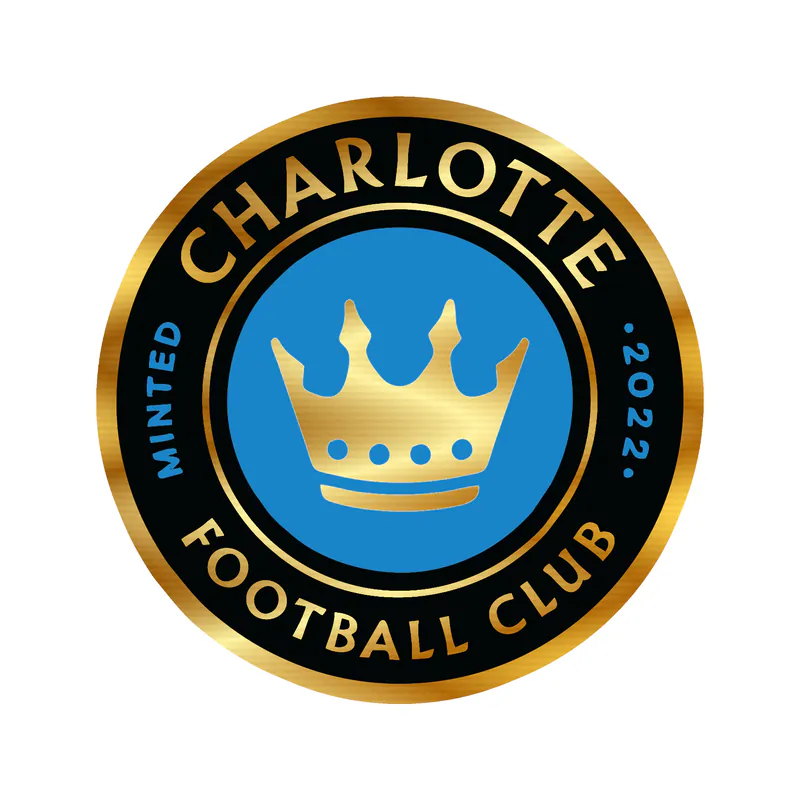 Charlotte FC - Black Circle With Name - Gold Chrome Vinyl Sticker - Custom Size