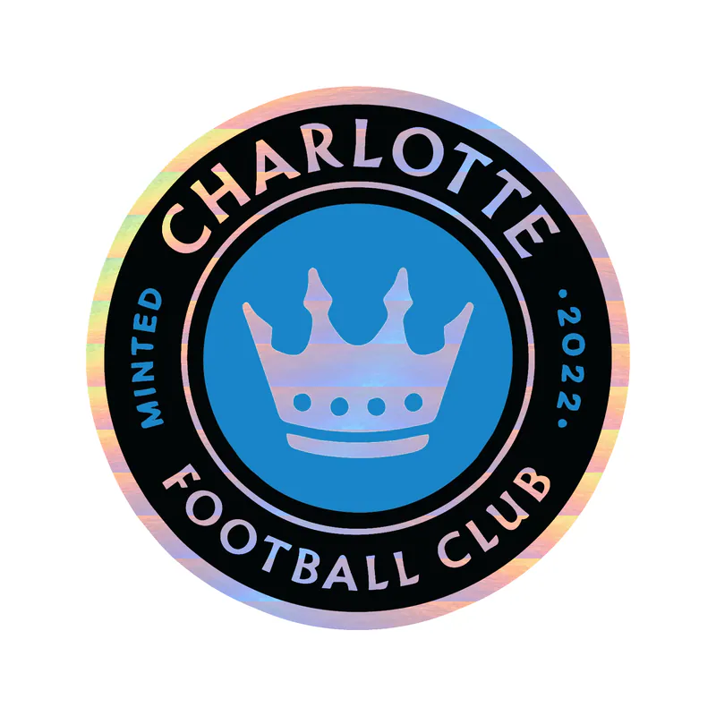 Charlotte FC - Black Circle With Name - Holographic Vinyl Sticker - Custom Size
