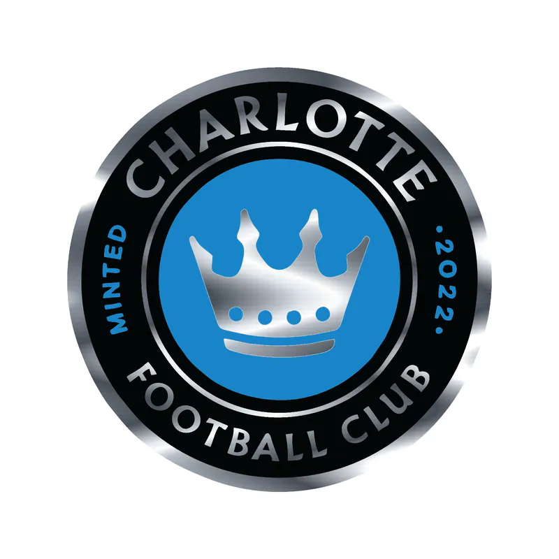 Charlotte FC - Black Circle With Name - Silver Chrome Vinyl Sticker - Custom Size