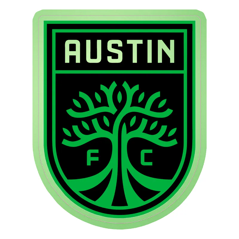Austin FC - Black And Green With Name - Glow in the Dark Vinyl Sticker - Custom Size