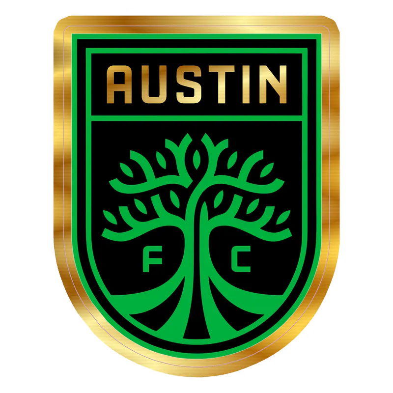 Austin FC - Black And Green With Name - Gold Chrome Vinyl Sticker - Custom Size