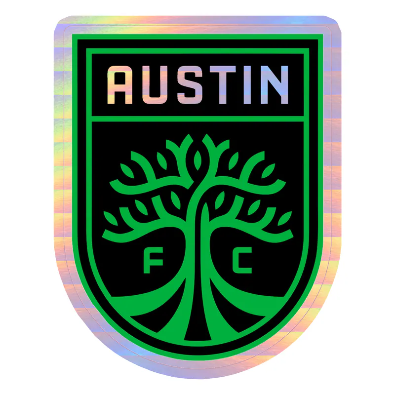 Austin FC - Black And Green With Name - Holographic Vinyl Sticker - Custom Size