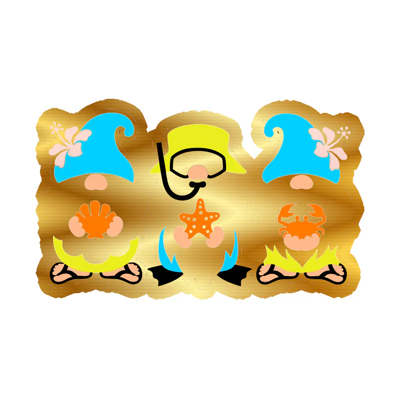 Gnomes Gold Chrome Vinyl Decal - Custom Size