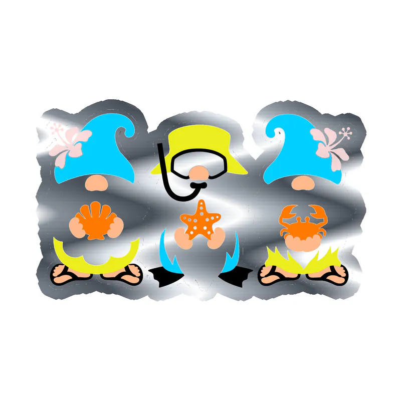 Gnomes Silver Chrome Vinyl Decal - Custom Size
