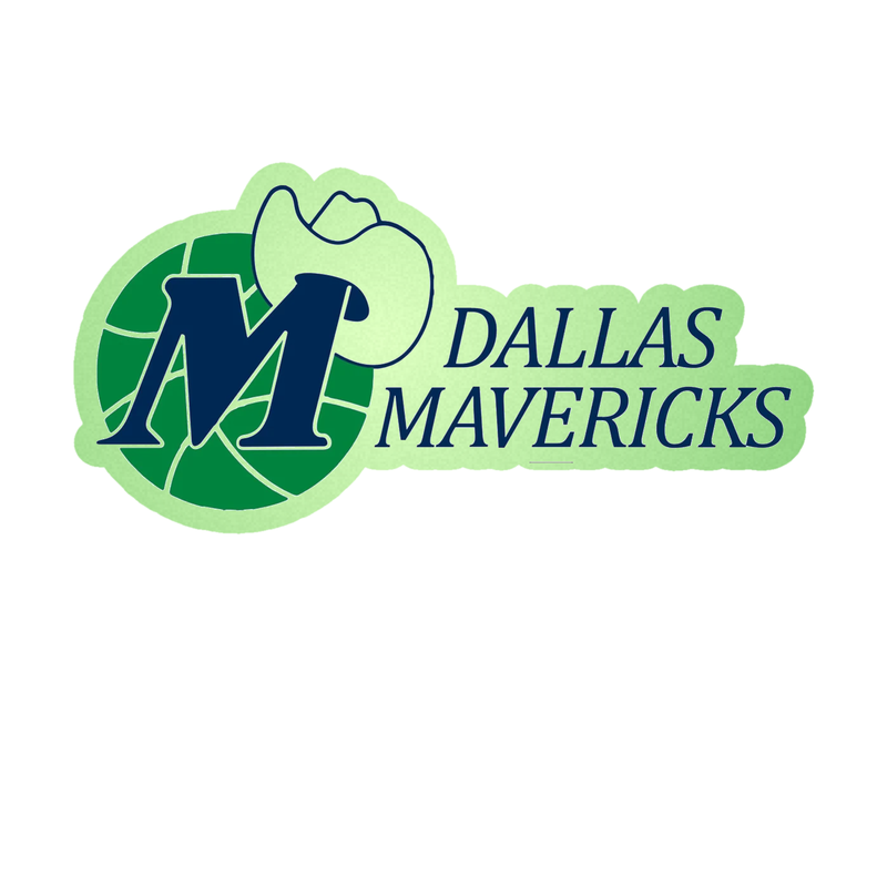 Dallas Mavericks - Basketball With Hat And Name - Glow in the Dark Vinyl Sticker - Custom Size