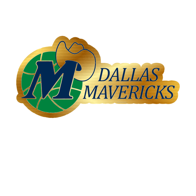 Dallas Mavericks - Basketball With Hat And Name - Gold Chrome Vinyl Sticker - Custom Size