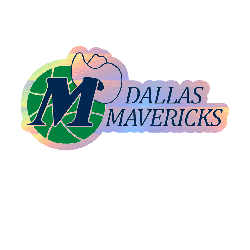 Dallas Mavericks - Basketball With Hat And Name - Holographic Vinyl Sticker - Custom Size