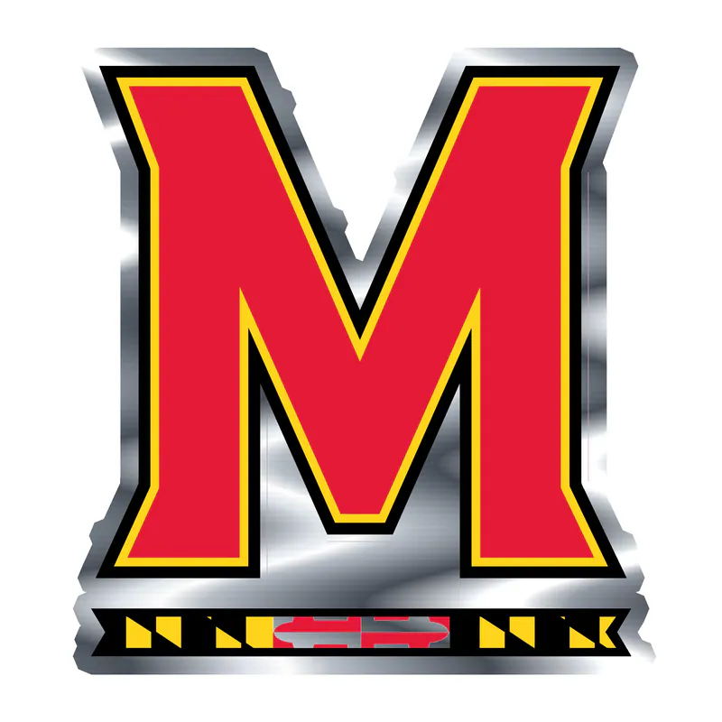 Maryland Terrapins - M - Silver Chrome Vinyl Decal - Custom Size