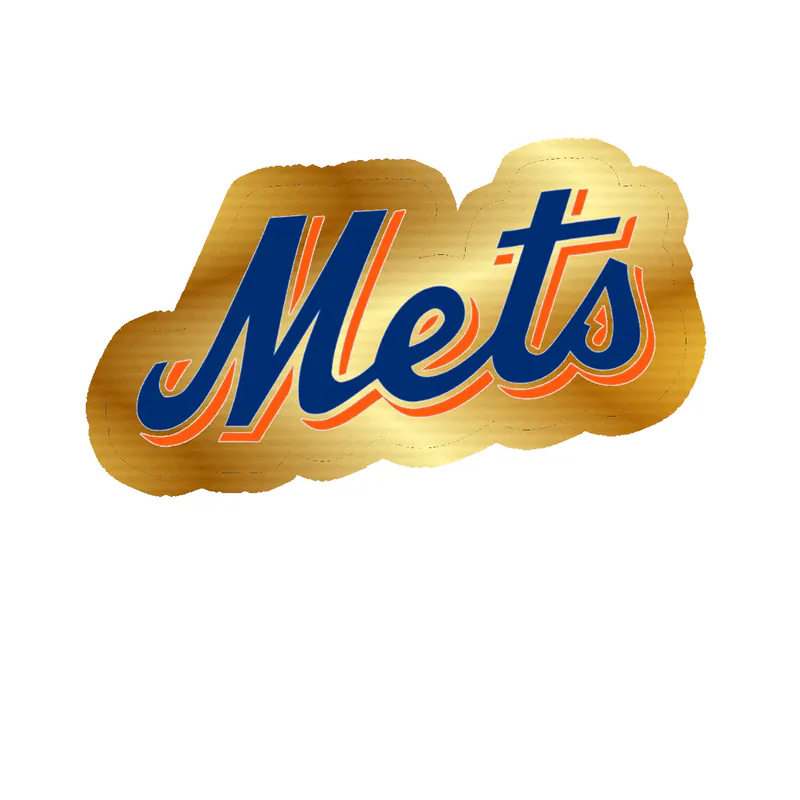 New York Mets - Blue Mets - Gold Chrome Vinyl Sticker - Custom Size