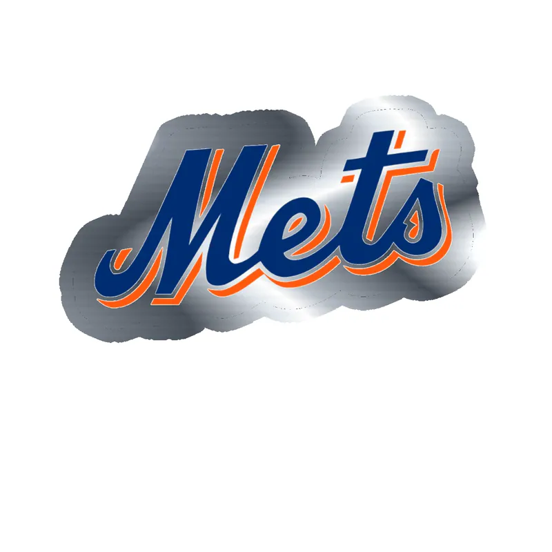 New York Mets - Blue Mets - Silver Chrome Vinyl Sticker - Custom Size