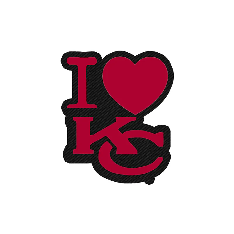 Kansas City Chiefs - I Love KC= Carbon Fiber Vinyl Sticker – Custom Size