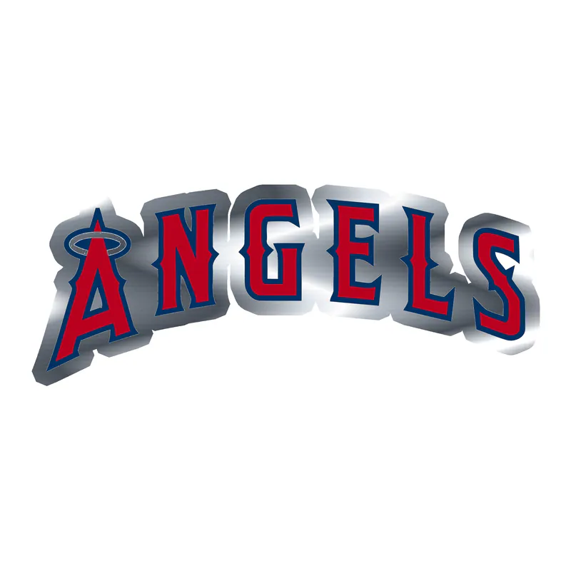 Los Angeles Angels - Angels Curved - Silver Chrome Vinyl Sticker - Custom Size