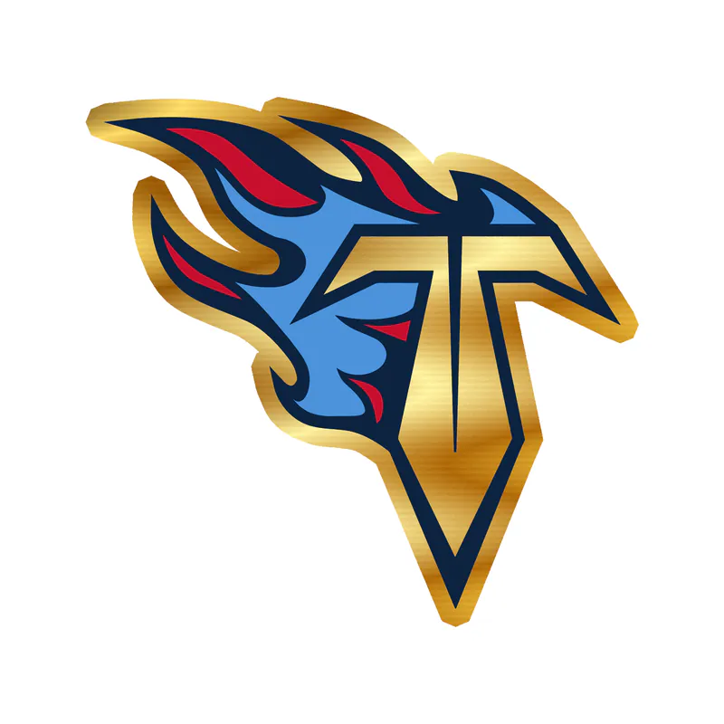 Tennessee Titans - White Sword - Gold Chrome Vinyl Sticker - Custom Size
