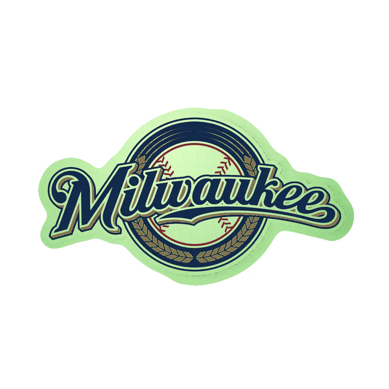 Milwaukee Brewers - Circle With Milwaukee - Glow in the Dark Vinyl Sticker - Custom Size
