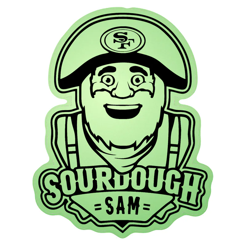 San Francisco 49ers - Black Sourdough Sam - Glow in the Dark Vinyl Sticker - Custom Size