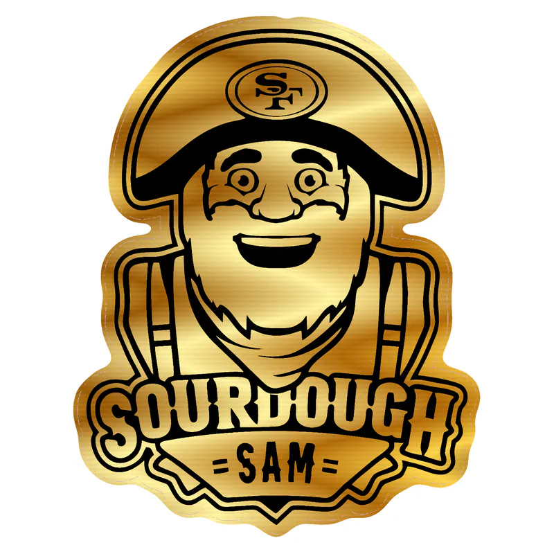 San Francisco 49ers - Black Sourdough Sam - Gold Chrome Vinyl Sticker - Custom Size