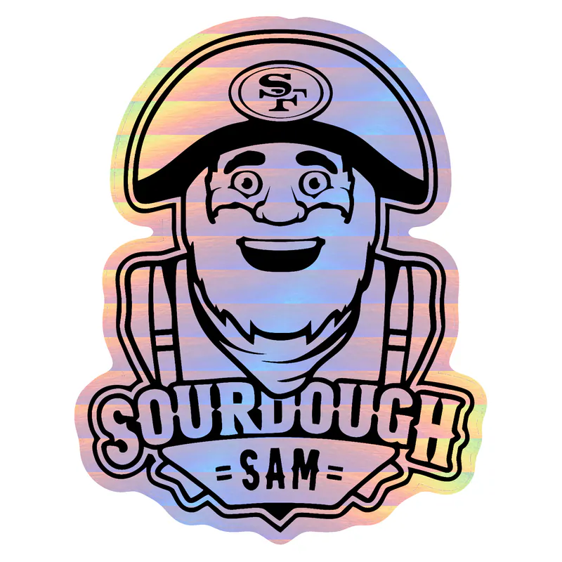 San Francisco 49ers - Black Sourdough Sam - Holographic Vinyl Sticker - Custom Size