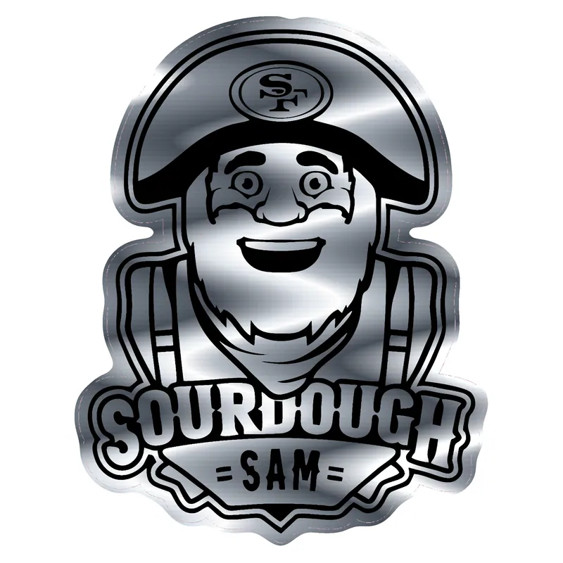 San Francisco 49ers - Black Sourdough Sam - Silver Chrome Vinyl Sticker - Custom Size