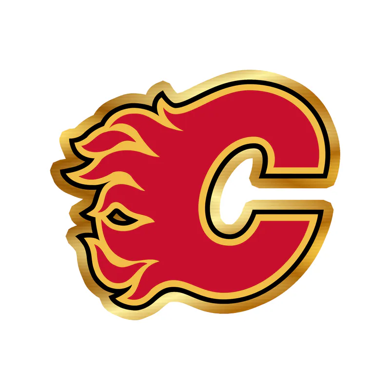 Calgary Flames - Red C - Gold Chrome Vinyl Sticker - Custom Size