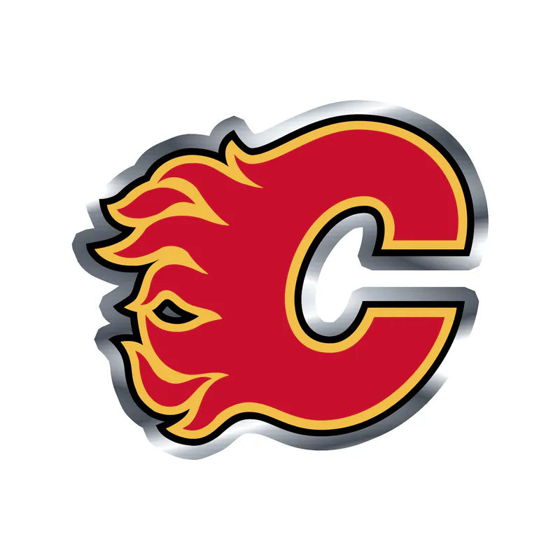 Calgary Flames - Red C - Silver Chrome Vinyl Sticker - Custom Size