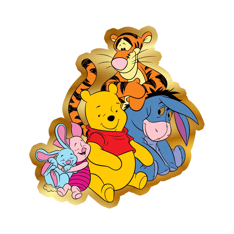 Winnie The Pooh - Friends - Gold Chrome Vinyl Sticker - Custom Size