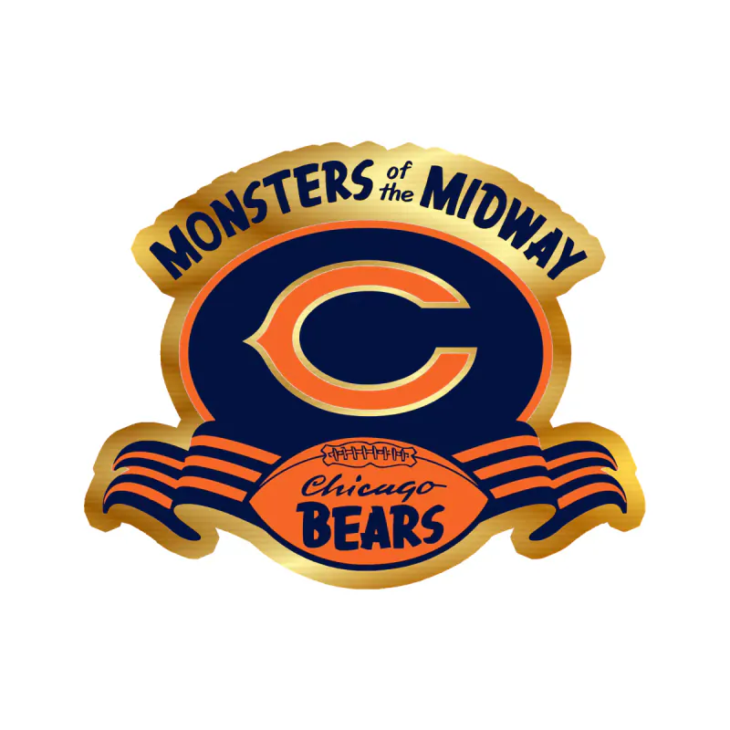Chicago Bears - Bear Head - Image 3 - Gold Chrome Vinyl Sticker - Custom Size