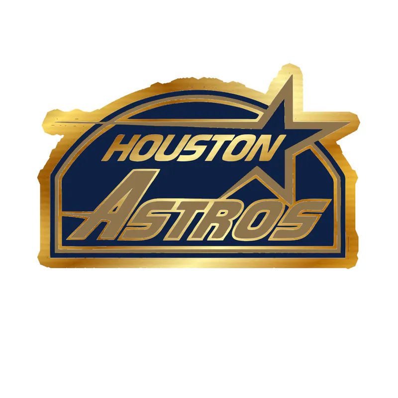Houston Astros - Blue Old School - Gold Chrome Vinyl Sticker - Custom Size