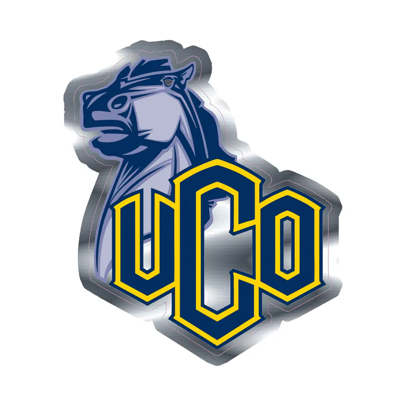 University of Central Oklahoma - Logo - Silver Chrome Vinyl Decal - Custom Size