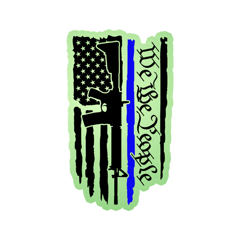 We the People Blue Line American Flag - Glow in the Dark Vinyl Decal - custom size