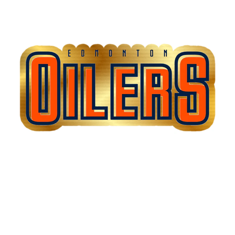Edmonton Oilers - Orange Name - Gold Chrome Vinyl Sticker - Custom Size