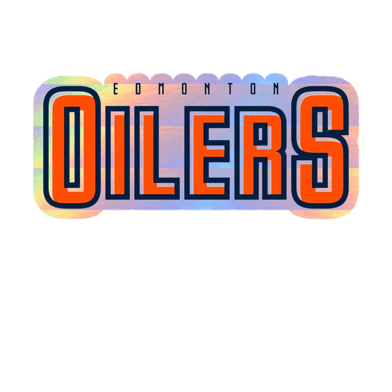 Edmonton Oilers - Orange Name - Holographic Vinyl Sticker - Custom Size