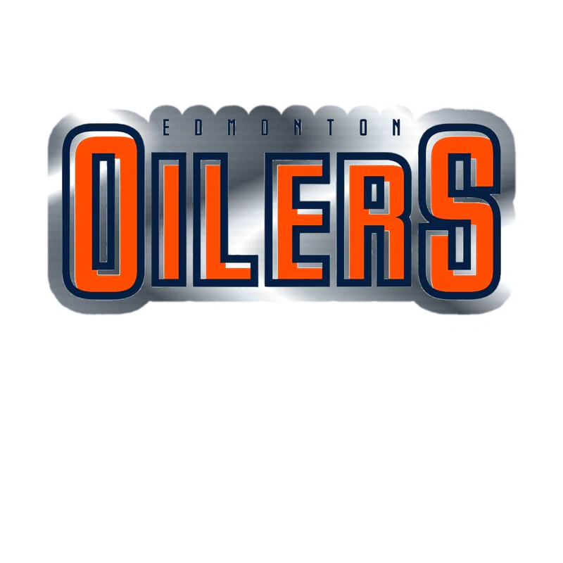Edmonton Oilers - Orange Name - Silver Chrome Vinyl Sticker - Custom Size