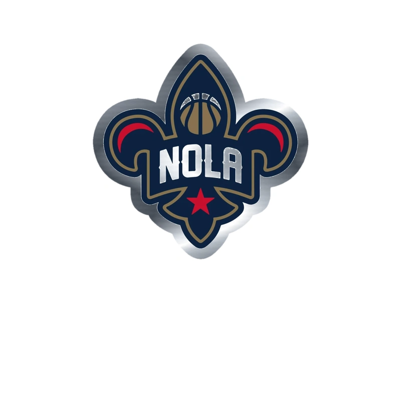 New Orleans Pelicans - Image 1 - Silver Chrome Vinyl Sticker - Custom Size